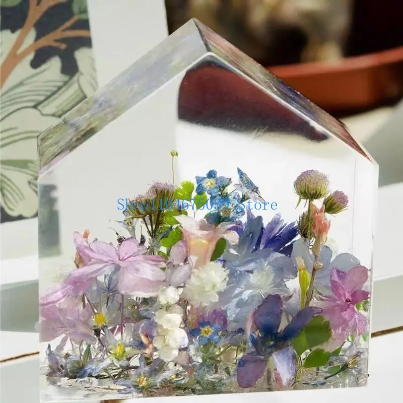 5asd DIY Crystal Silicone Mold House Arch-shaped Epoxy Mold Mirror Table Ornament