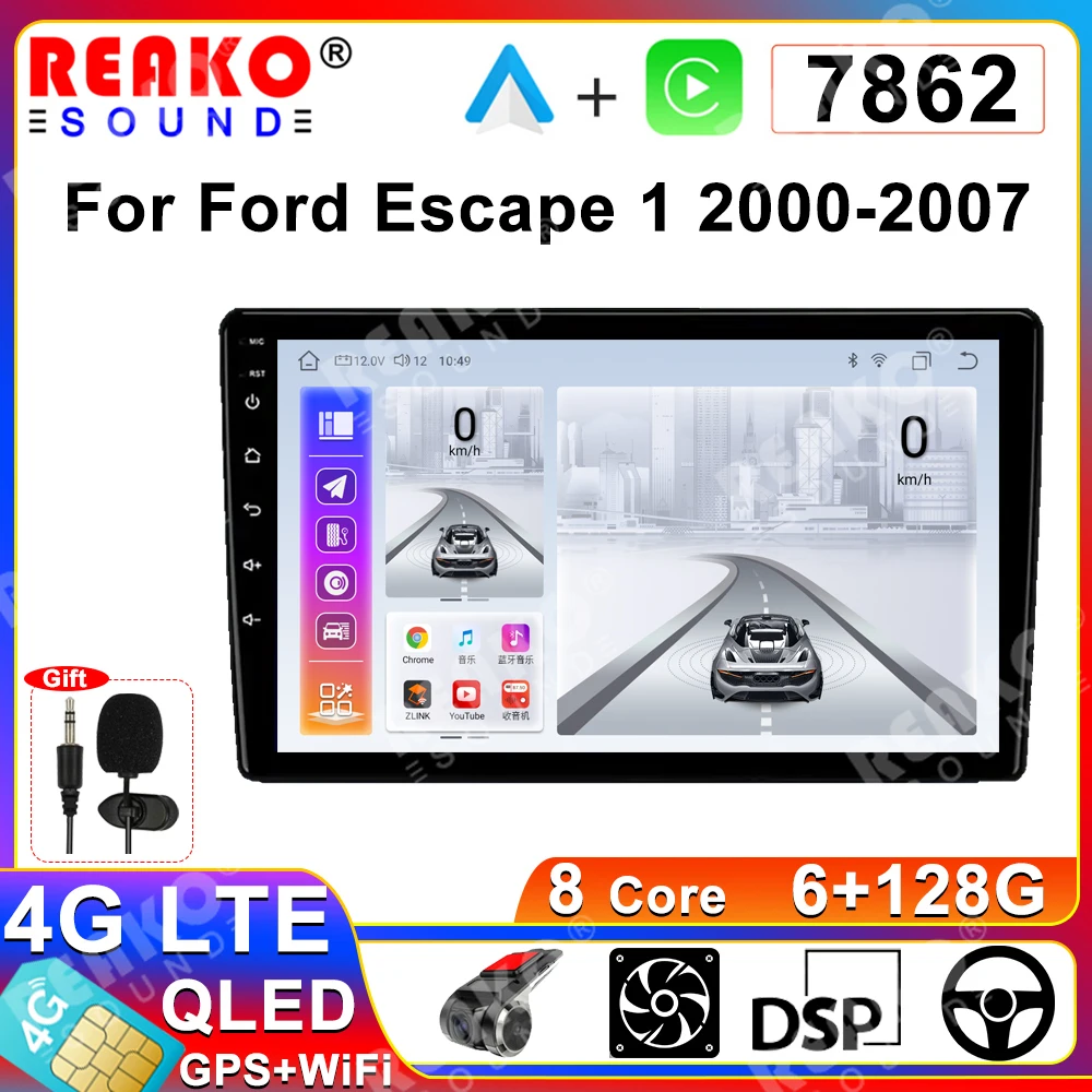 

REAKOSOUND For Ford Escape 1 2000-2007 Car Multimedia Video Player Navigation GPS Audio Autoradio Carplay Auto Car Radio Stereo