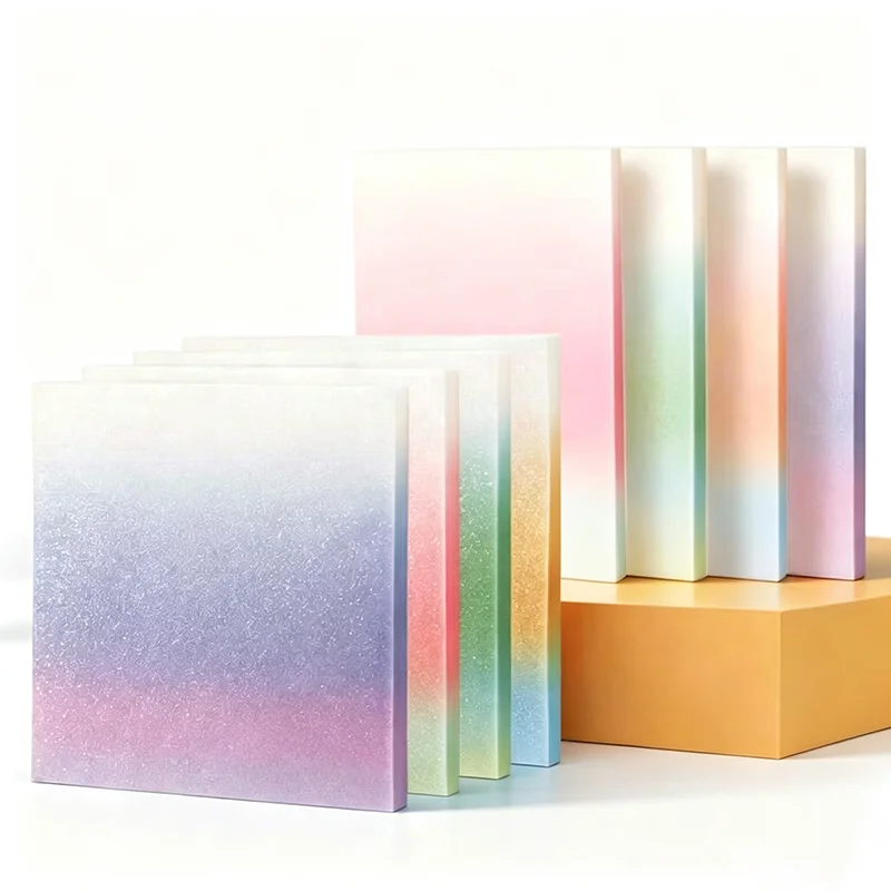 Gradient Transparent Sticky Notes Self Adhesive Pastel Color Memo Pads For School Office Supplies Stationery