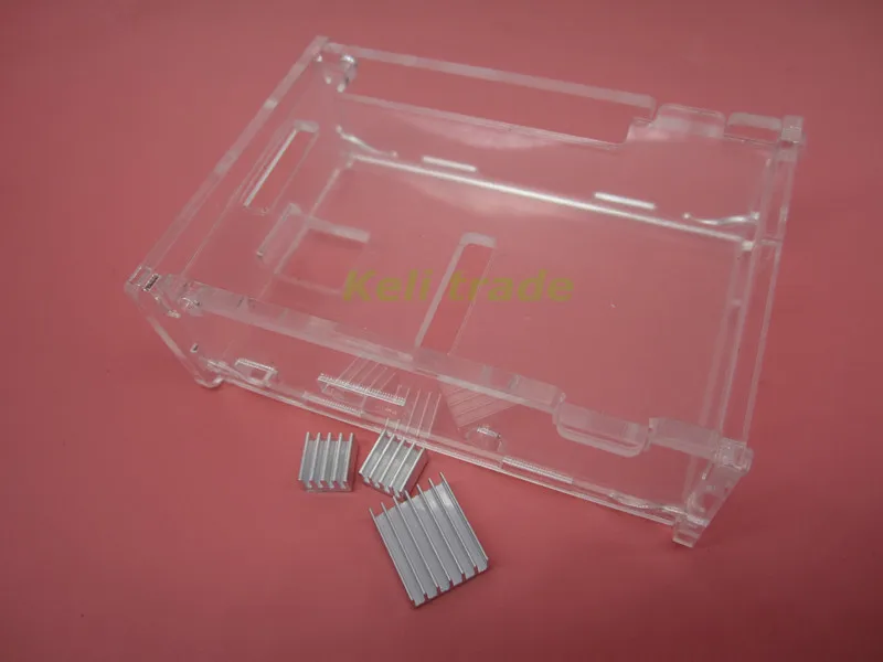 2sets=2pc Transparent Pi Box case shell for Raspberry Pi+6pcs pure aluminum heat sink set kit