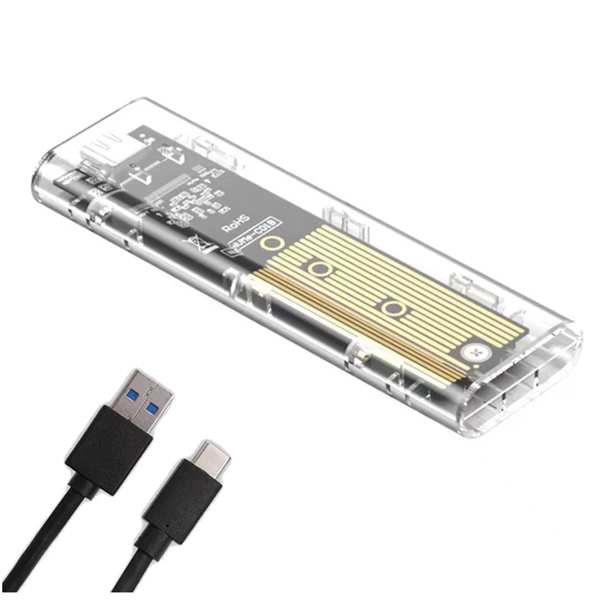 

A25F-M2 SSD-корпус M.2 NVMe + NGFF SSD-корпус с двумя протоколами USB 3.2 Gen2 10 Гбит/с Прозрачный корпус внешнего привода для ПК A