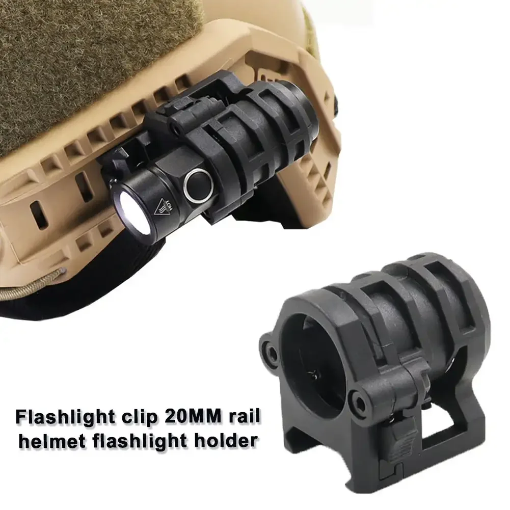 Tactical Helmet Flashlight Clamp 20MM Mount 360 Degree Quick Release Universal Rail Helmet Light Torch Holder Adapter