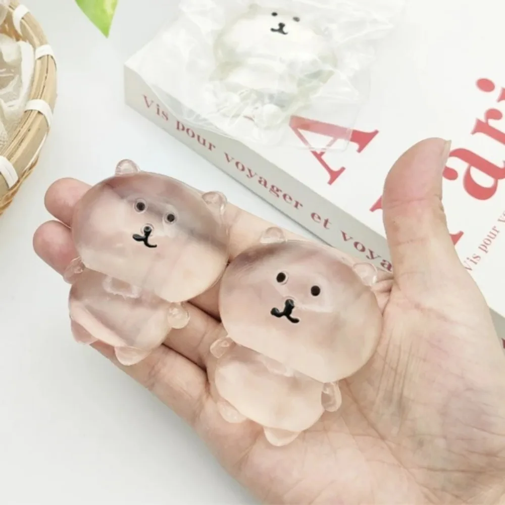 Jouet à presser ours mignon autoironique, transparent, avec expression Kawaii, jouet sensoriel anti-stress, cadeau de Noël