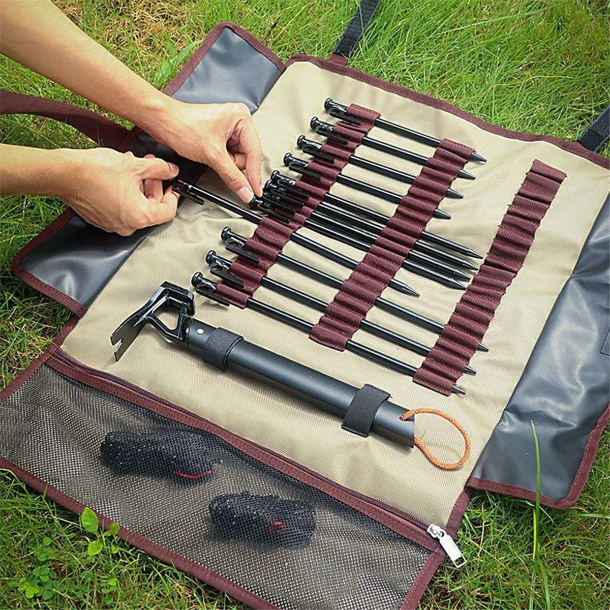 

Portable Heavy Duty Tent Nail and Hammer Storage Bag