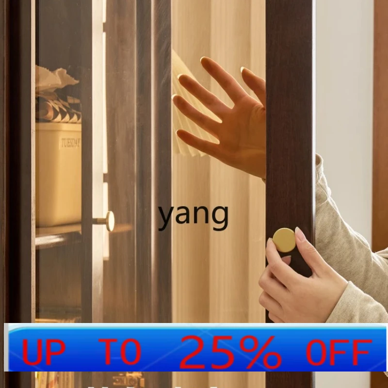 

LMM solid wood bookcase with door display cabinet large capacity walnut small apartment storage cabinet