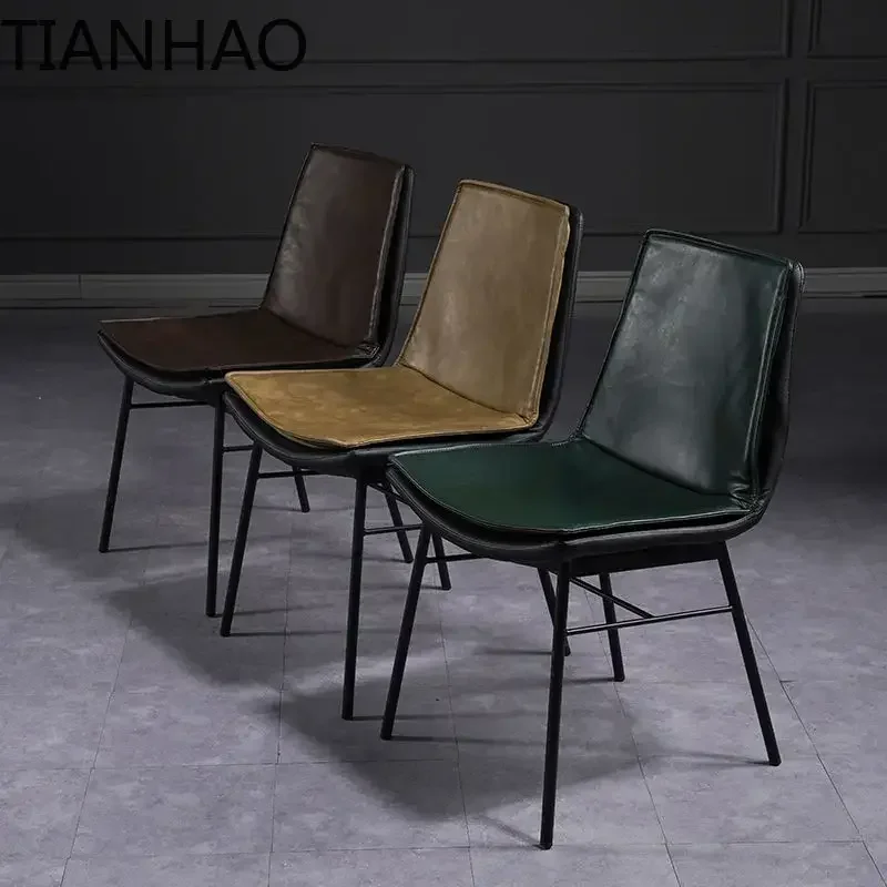 Modern Leather Dining Chairs For Kitchen Furniture Household Minimalist Backrest Casual Dining Chair Luxury Dining Room Chair