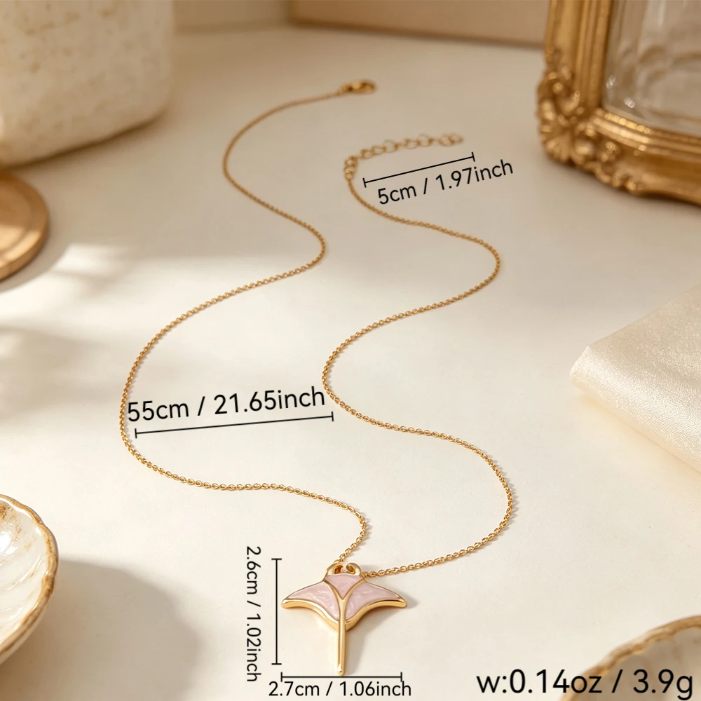 Ocean-Style Devilfish Oil-Drop Necklace, Niche Design Rayfish Pendant Clavicle Chain, Three-Color Versatile Neck Accessory
