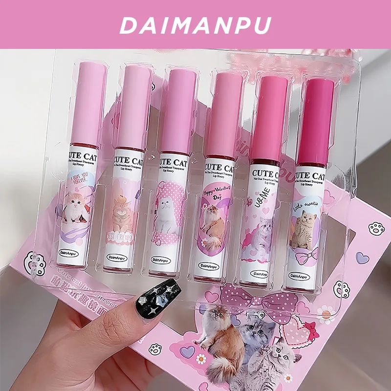 Espelho Lip Glaze Set, Hidratante, Nutritivo Lip Gloss, Batom Água, Brilhante e Brilhante, Maquiagem dos Olhos, Acessível, 6 Cores