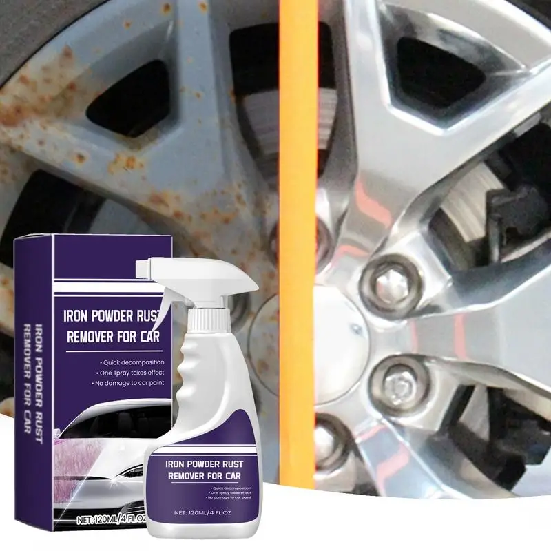 Iron Remover Car Detailing Powerful Rust Stain Remover Iron Remover Spray Gentle Metal Rust Remover Automobile Rust Remover For