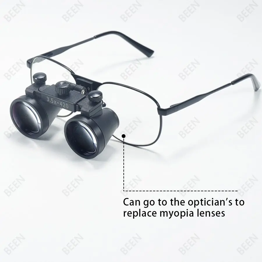 BEEN Dental Loupe Dental Lab Medical Loupe Dental Magnifier Dentists 2.5 3.5x420mm Metal Eyeglass Frame Fabric Box