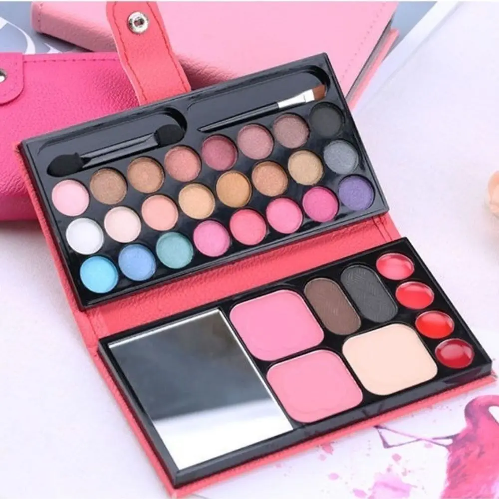 

33 Colors Eyeshadow Palette Glitter Blusher Lipstick Makeup Dispensing Box with Mirror Brush Beauty Glazed Cosmetics Palette
