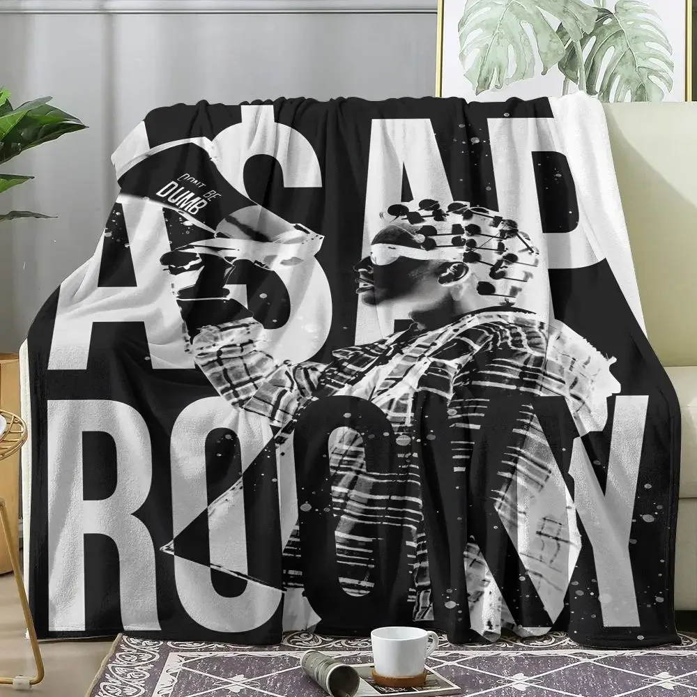 Rapper A-A$AP Rocky Throw Summer Lightweight Flannel Blanket Soft Breathable AC Throw for Sofa Bed Travel Cozy Nap