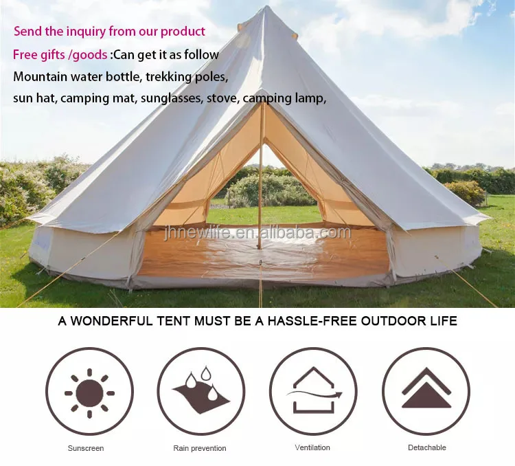 3M 4M 5M 6M 7M New design outdoor canvas bell tent two door canvas bell tent for sale