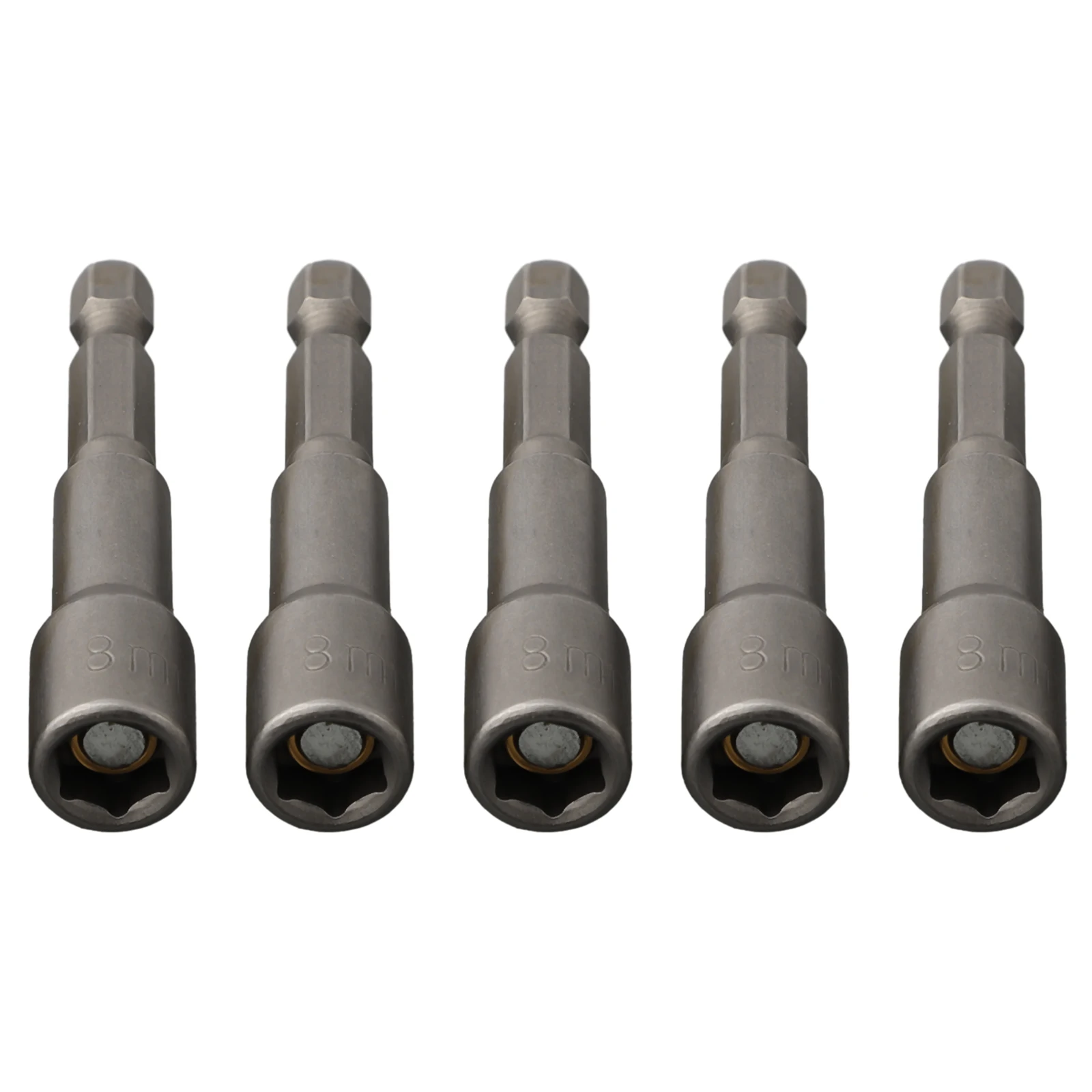 5Pcs 8mm Hex Socket Nut Driver Set 1/4 Inch Shank Screwdriver Bit Sleeve Adapter For Electric Drill Pneumatic Tool Roofing Cladd