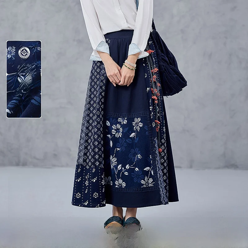 

Pure Cotton Floral Print Half Skirt with Lace Trim Vintage Style Spring Summer New Arrival Women's Fashion Breathable A-Line ...