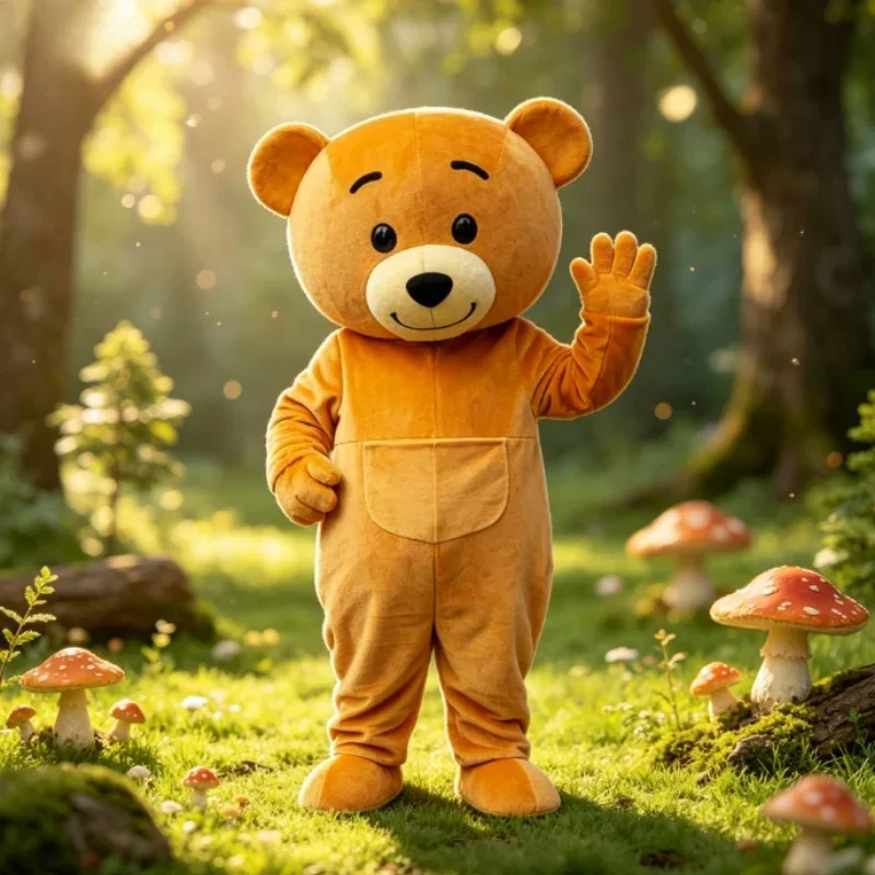 Brown Teddy Bear Mascot Costume Adult Size Plush Outfit Cartoon Furry Suits for Birthday Halloween Christmas Party Events