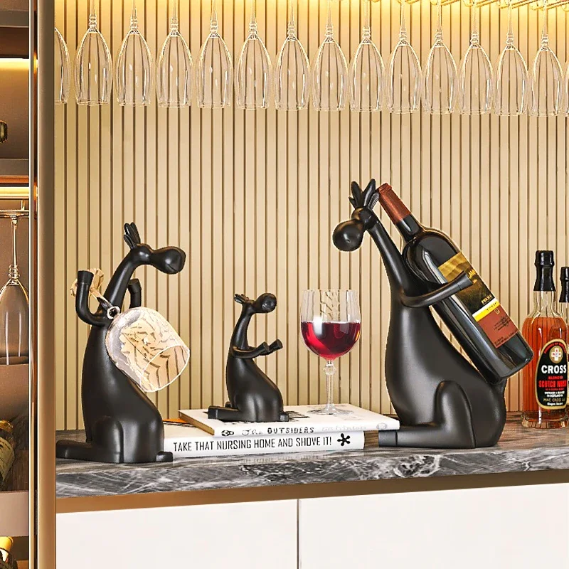 

Creative deer wine rack wine cabinet ornament home light luxury high-end entrance decoration