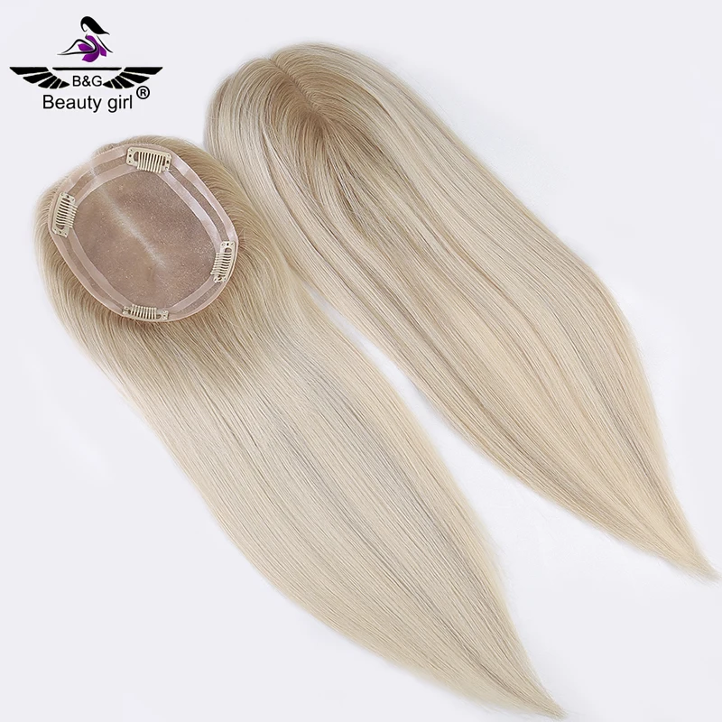 

Lady Hair Hot Sale Real European Remy Human Hair Ombre Blonde With Highlights Mono Base Hair Topper