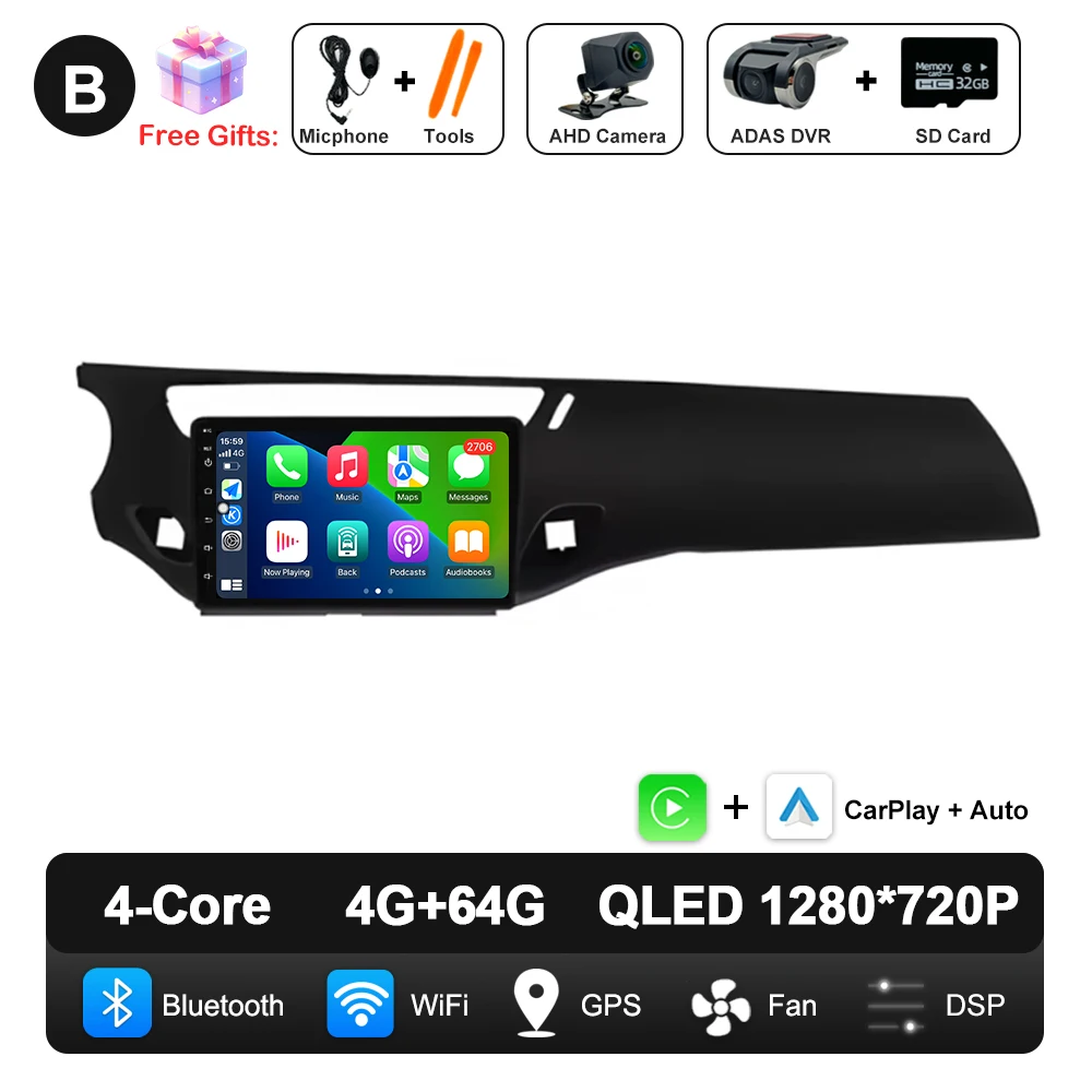 QLED Scherm Android Auto Carplay Voor Citroen C3 DS3 2010-2016 Autoradio Video Multimedia Speler WiFi GPS Navigatie DSP Stereo