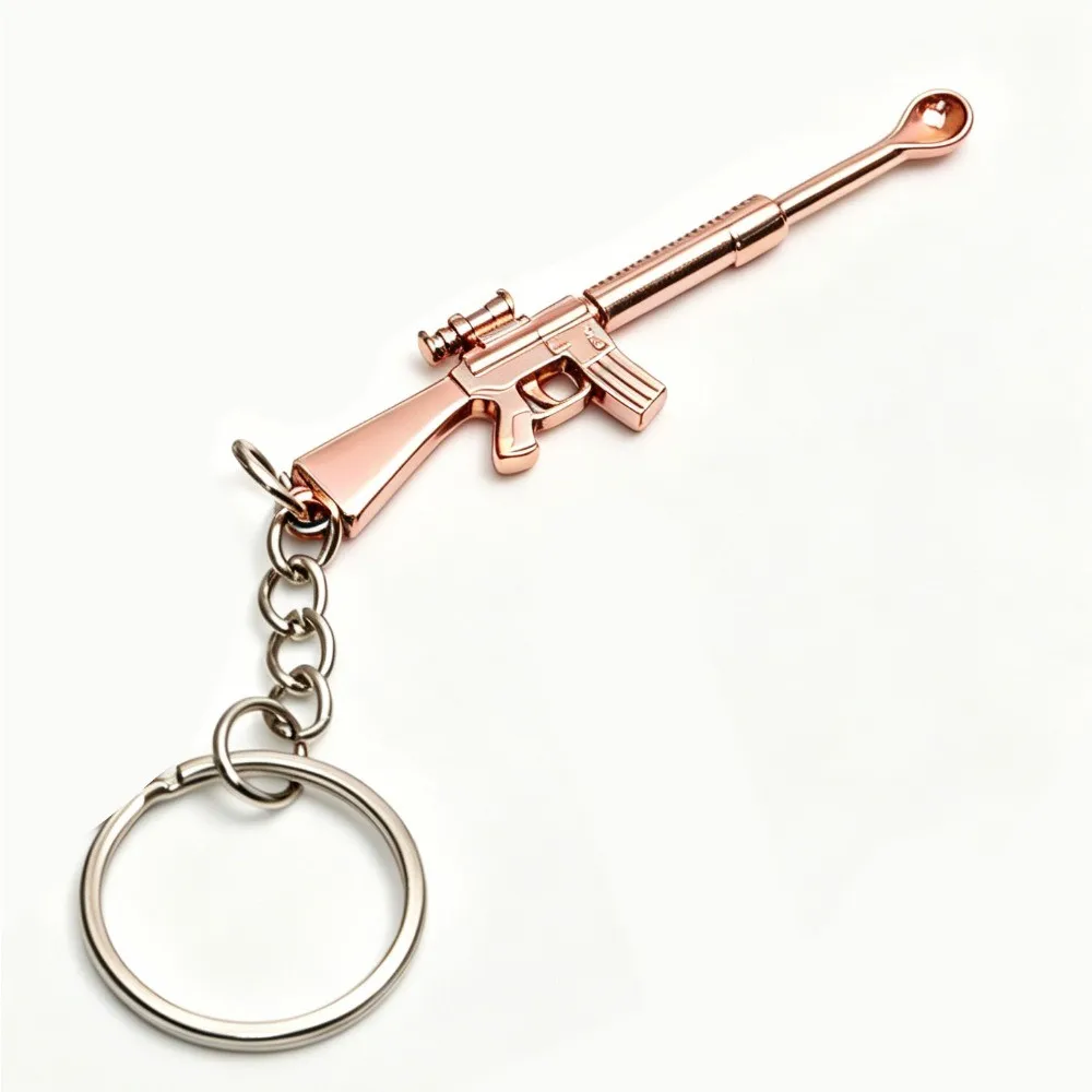 Gun Shaped Zinc Alloy Mini Oil Spoon Portable Small Shovel With Chain Smoking Accessory Kitchen Gadget Holiday Gift view 3