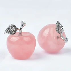1/2 pcs Rose Quartz Apple Figurine Crystal Love Fruit Healing Stone DIY Home Decor Meditation Ornament Feng shui Gift Home Decor