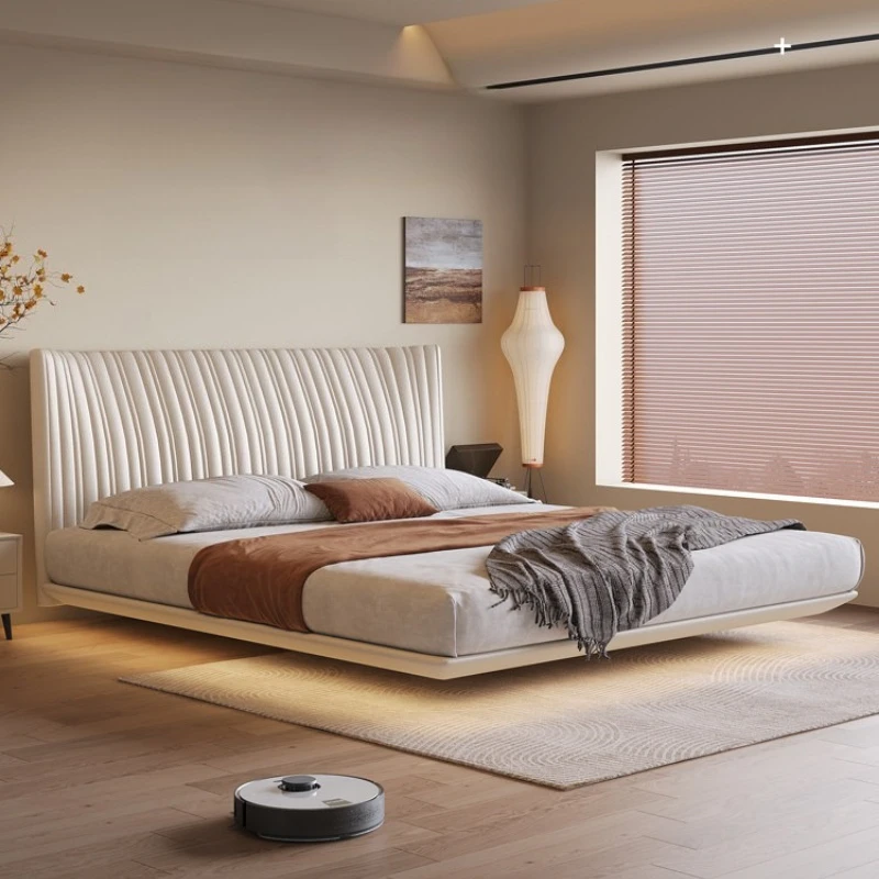 

high-end floating bed frame modern simple shell shaped double bed princess suspension muebles de dormitor sleeping set furniture
