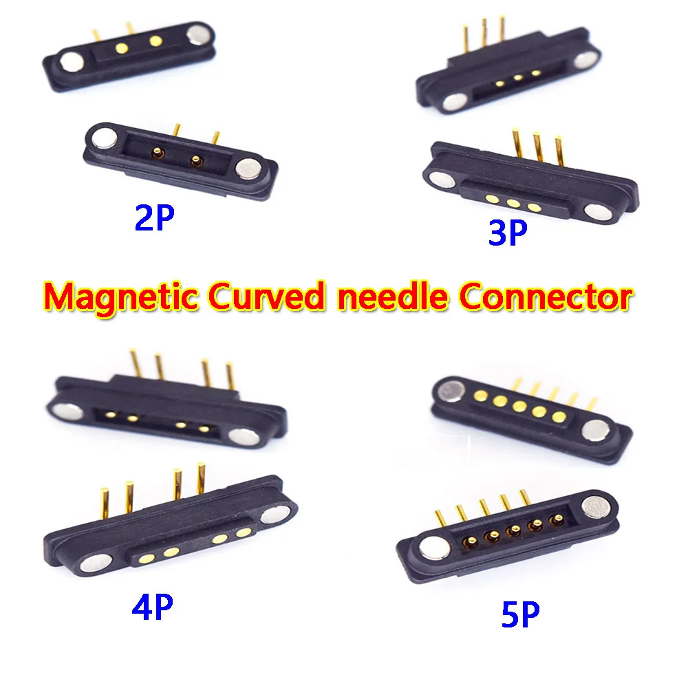 1 Pair 2A Waterproof Magnet Spring Loaded Pogo Pin Connector 2/3/4/5 Pin Through Holes PCB Mount Male Female DC Max Power Charge