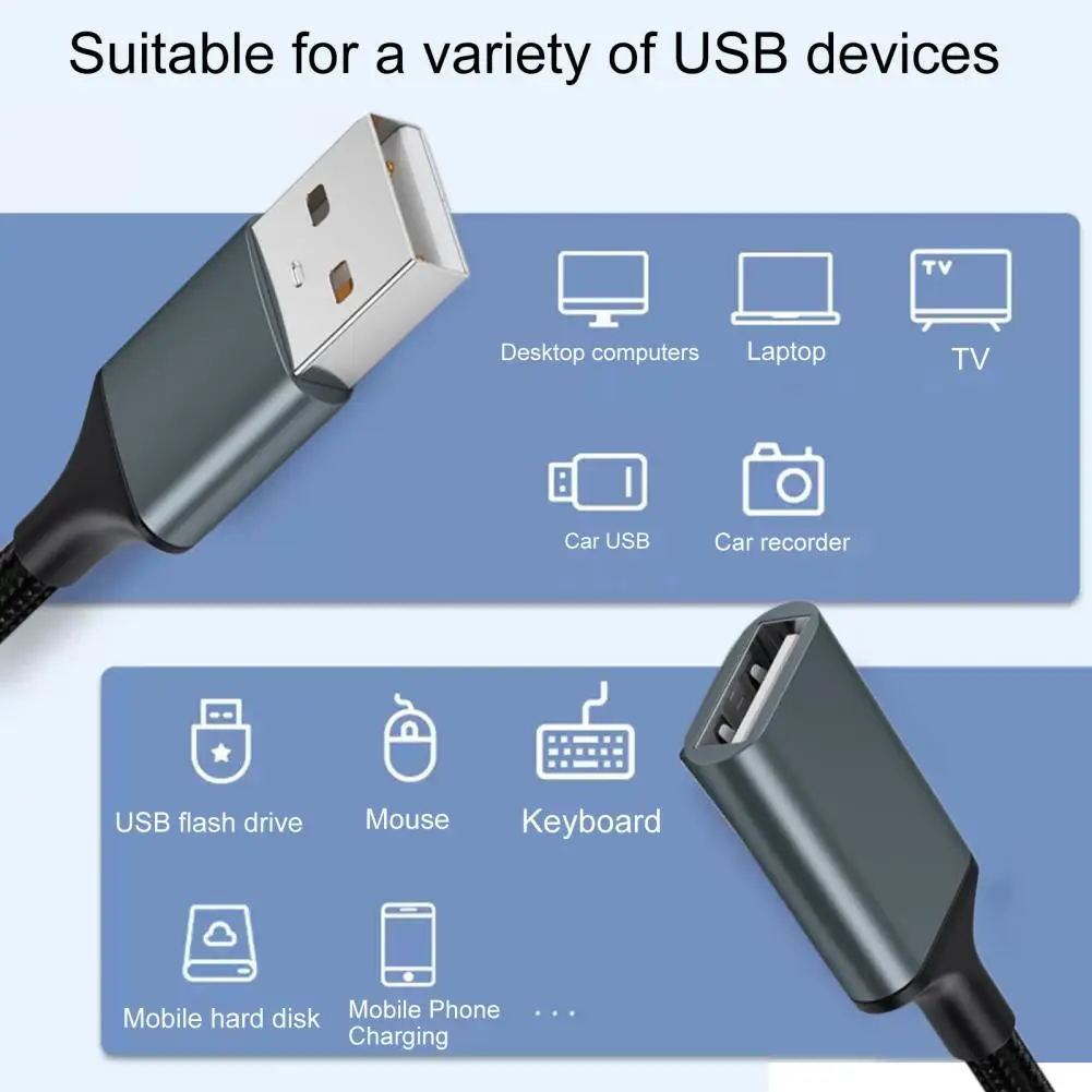 USB Male To Female Extension Extension Cable Data Sync Cord Laptop Computer Accessories