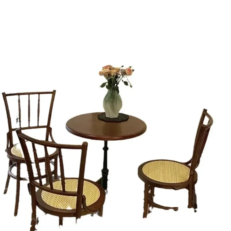 Retro cafe tables and chairs, leisure area Internet celebrity negotiation table, solid wood dining table and chair combination
