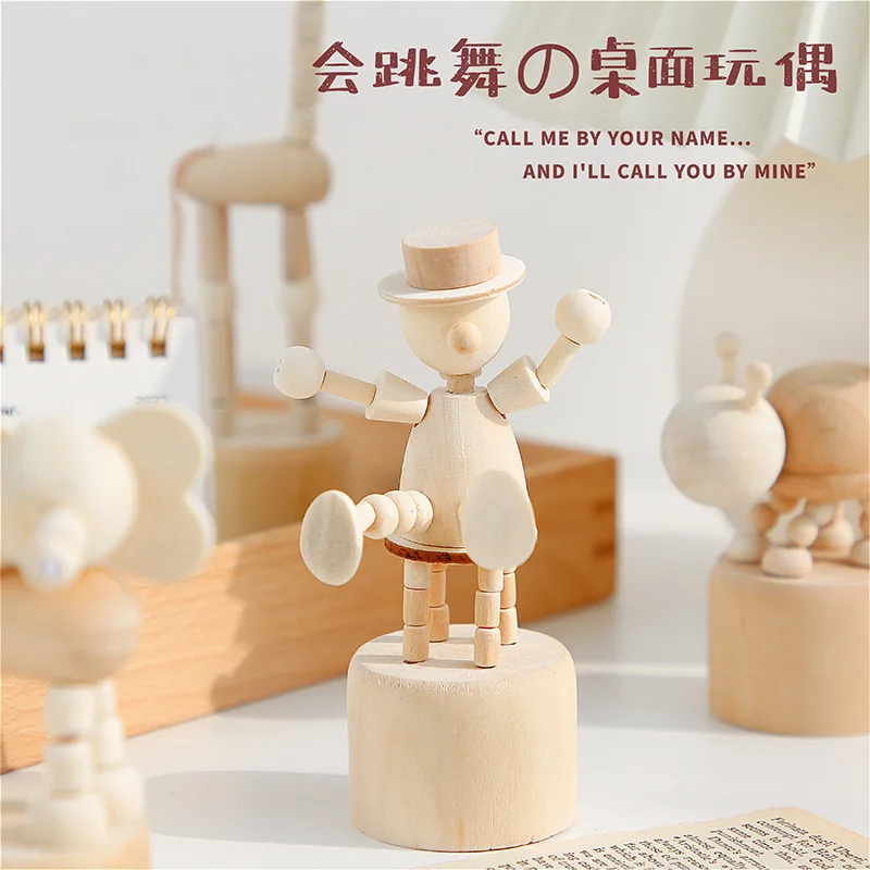 Children's Educational Toys Creative Children DIY White Embryo Wooden Animal Graffiti Toys Desktop Ornaments Press Will Dancing