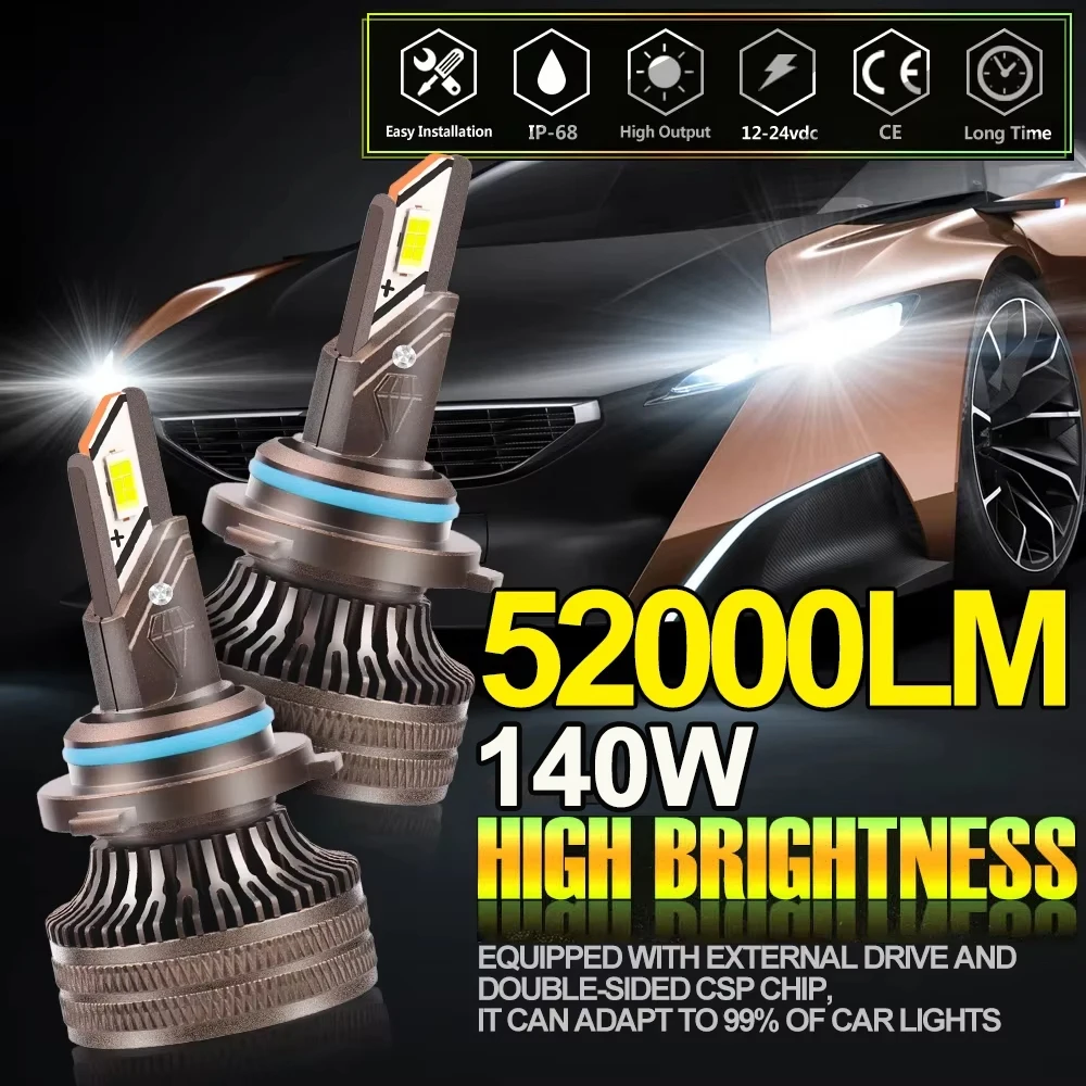 

52000LM H7 Canbus Светодиодные лампы для фар 140 Вт с двойной медной трубкой Автомобильные фары 6000K H1 H4 H7 H11 9005 HB3 9006 HB4 Автолампы 12 В