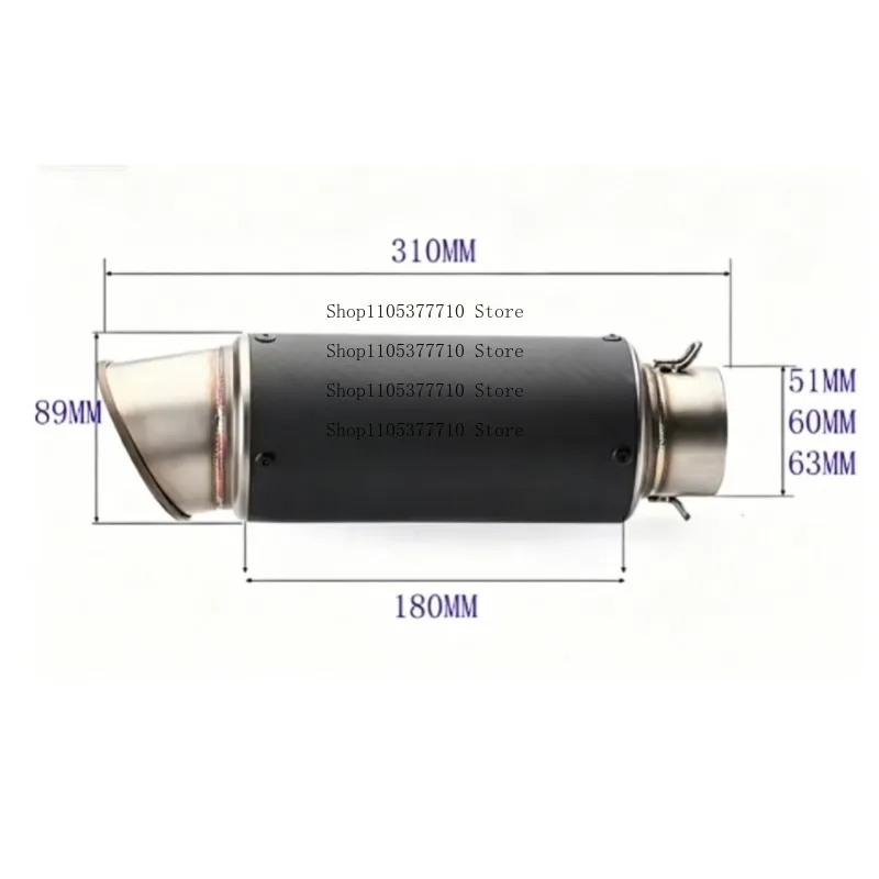 60mm 63mm Universal Motorcycle Exhaust Pipe Modified Carbon Fiber Exhaust Muffler for Motorbike