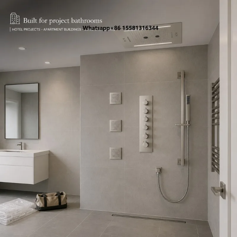 Nickel Brush 5 Functions Stainless Steel Rain Spray Electric Shower Faucet with Music for Hotel Bathrooms