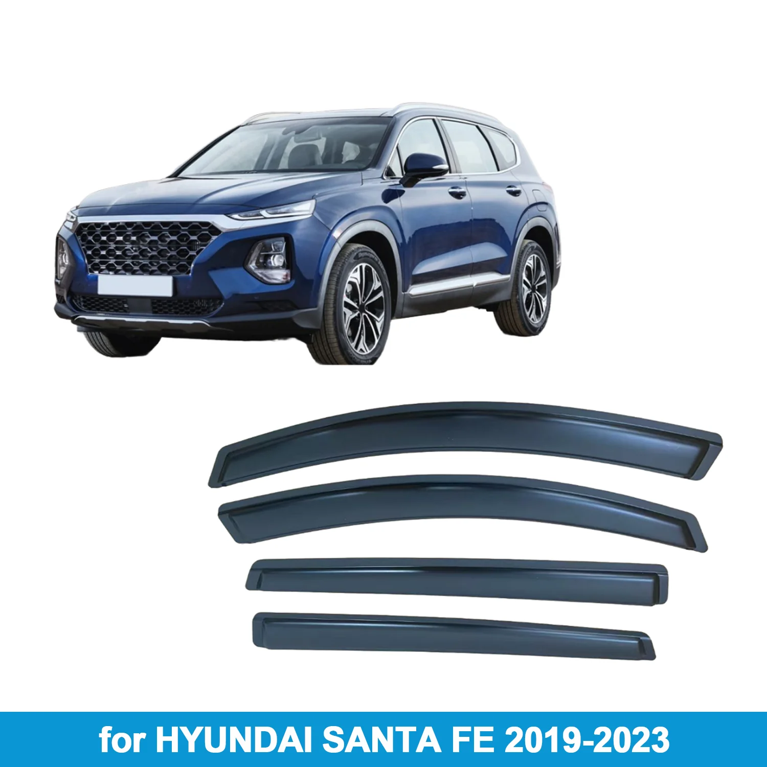 

Window Visor for HYUNDAI SANTA FE 2019-2023 Rain Guard Side Vent Deflector Weathershield Outside-Mount Tape On