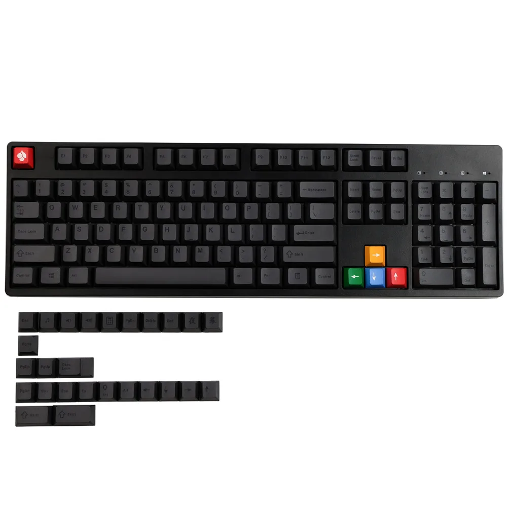 Pbt keycap cereja perfil corante subbed inglês preto keycap para gh60 68 75 84 87 104 108 960 980 teclado mecânico