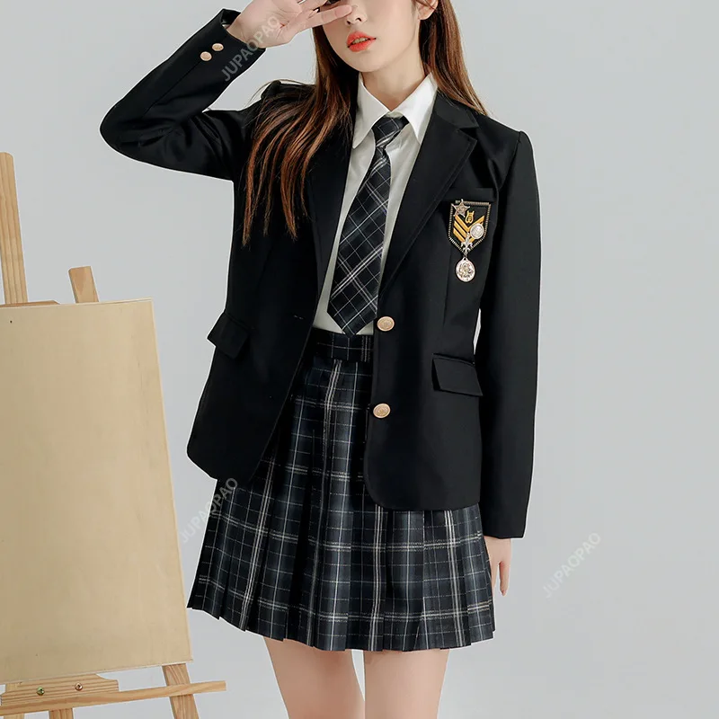 Giapponese scuola moda Jk uniforme scolastica cappotto primavera autunno nero risvolto giacche a maniche lunghe con Costume stile College giapponese