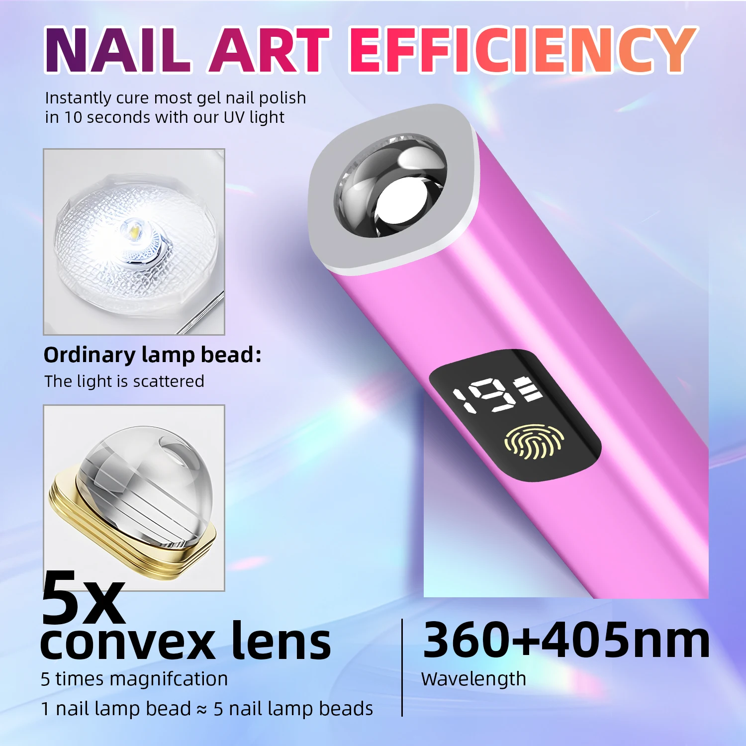 DianaBeauty UV Led Nail Lamp Portalbe Lamp for Nail Rechargeable Nail Dryer with Touch Screen and Two Timer Modes Nail Tools