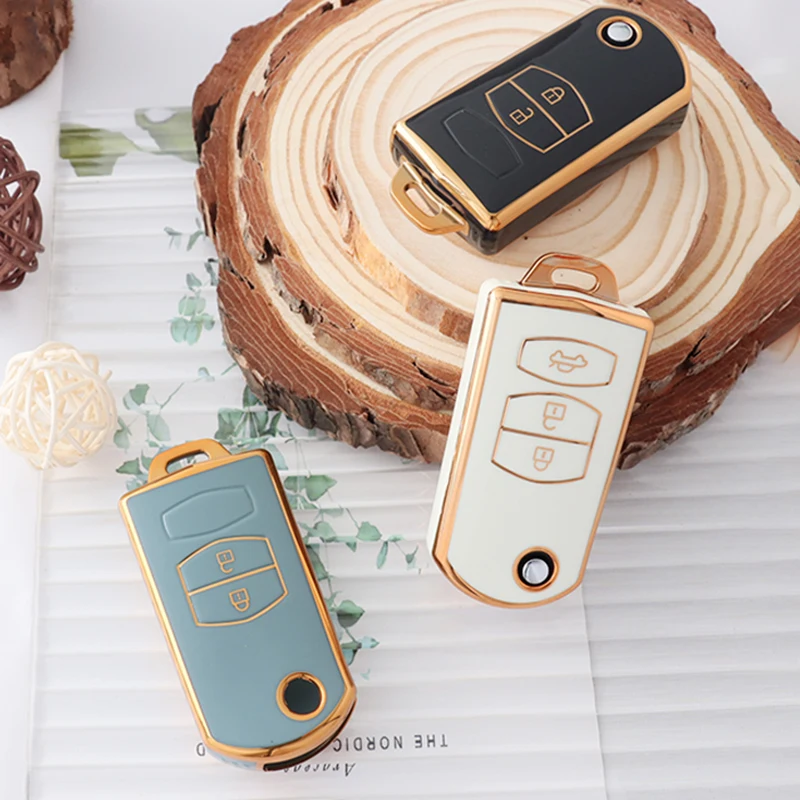 

Fashion New TPU Car Fold Key Case Cover Shell 2 3 Button For Mazda 3 5 6 Series M6 RX8 MX5 Car Key Protector Case Accessories