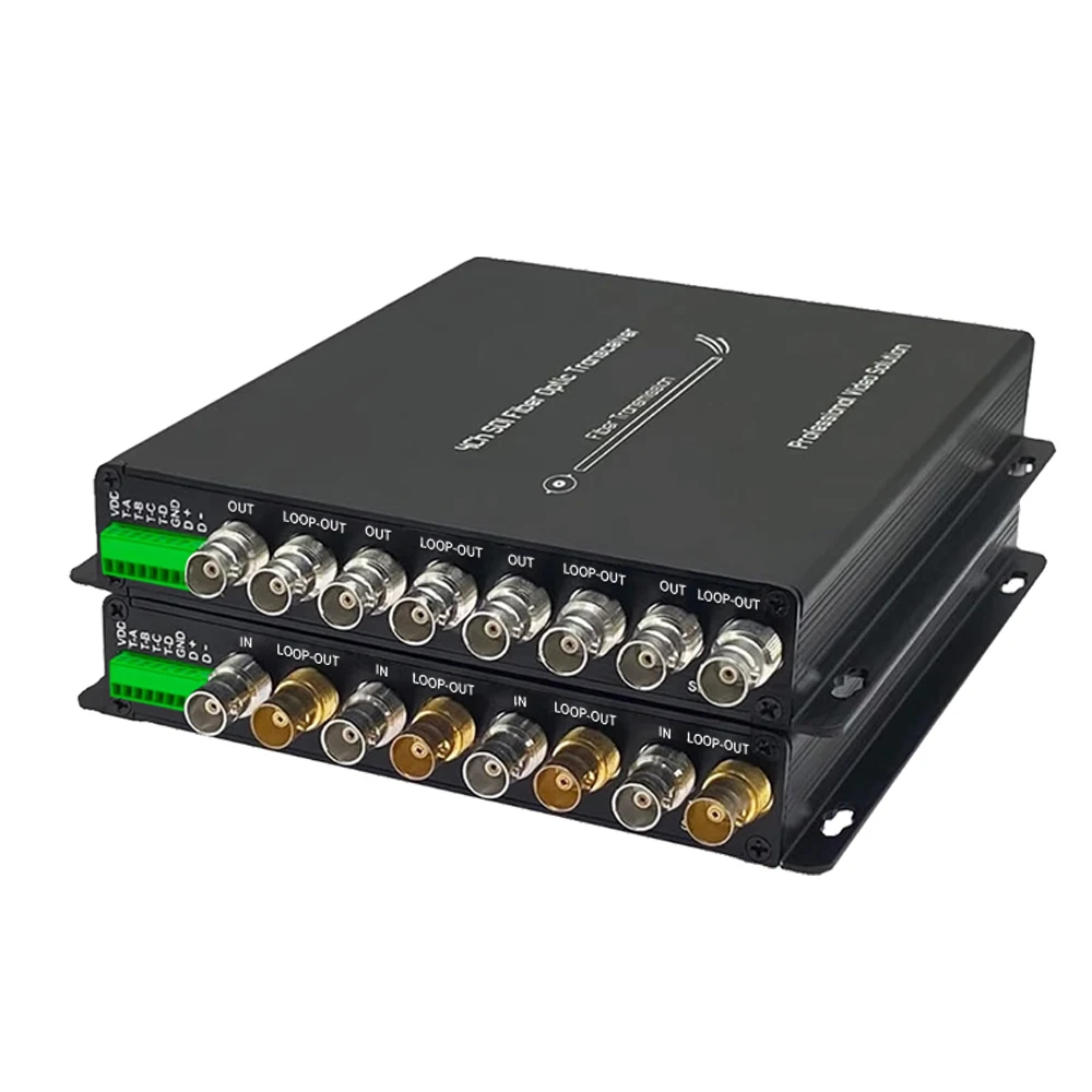 4CH 3G/HD-SDI Fiber Converter,SDI Fiber Optical Transceiver With Loop Output & Tally & RS485,1080P@30/60Hz SDI Extender,SM 20km