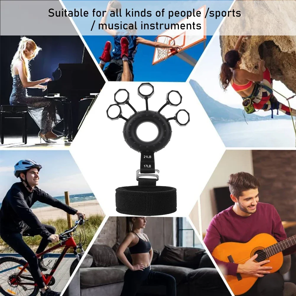 تمارين تمديد الإصبع من السيليكون قابل للتعديل ، تقوية الإصبع مع سوار معصم ، مدرب عضلات اليد لتسلق الجيتار