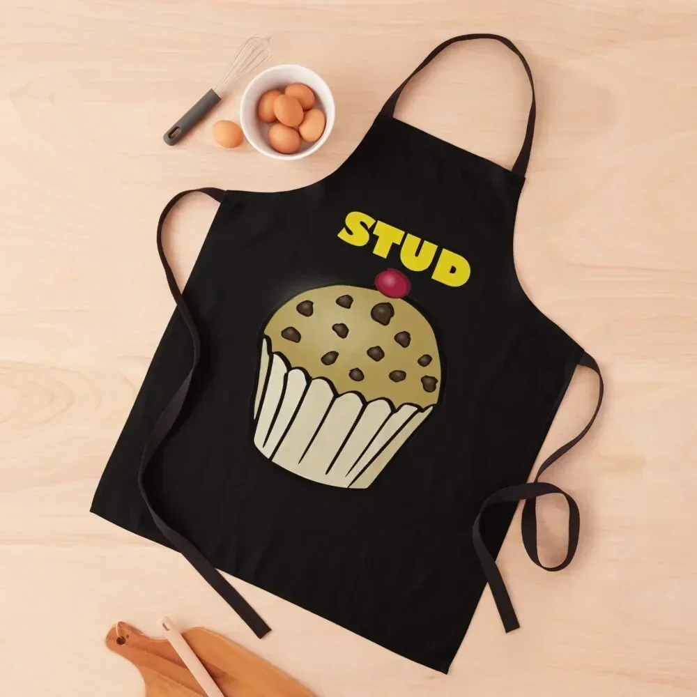 Stud Muffin Funny Workout Exercise Fitness Humor Muscle Apron chefs Kitchens Accessories for women with pocket Women's Apron