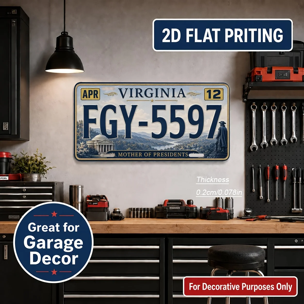 2D Flat - 【2D Flat】 2D Flat - [2D Flat] 2D Flat Printing, 1pc, Virginia-Themed Vintage Sign, Home Decor, Birthday Gift, Retro Wa