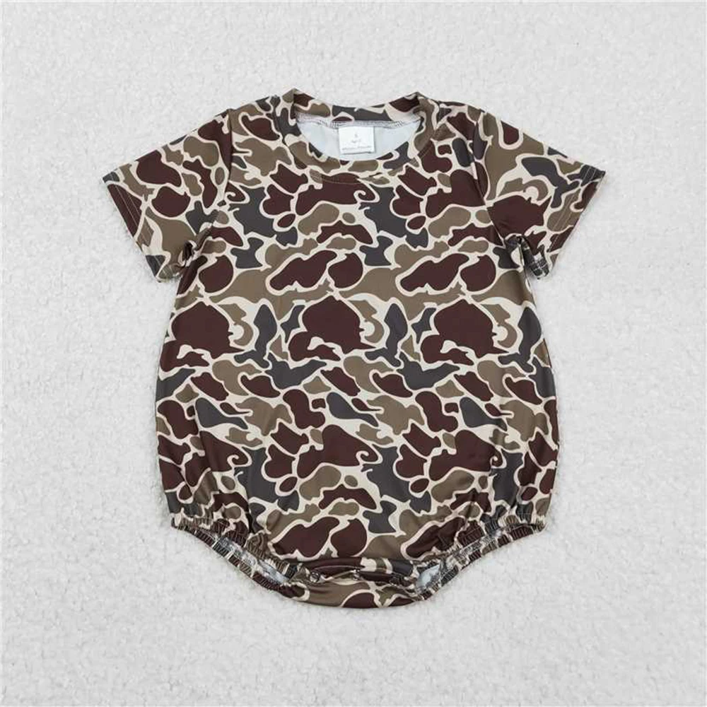 

11.28 Baby Boys Dark Khaki Camo Short Sleeve Southern Rompers