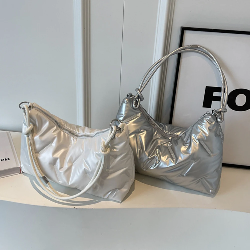 

Women Puffy Hobo Shoulder Bag Padded Underarm Pouch Large Capacity Down Tote Handbags Casual Winter Space Cotton Commuting Bag