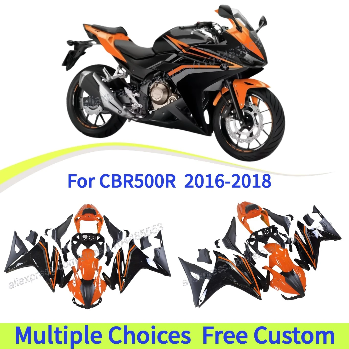 

Motorcycle Plastic Body set for HONDA CBR500R 2016-2018 CBR 500 R 2017 Modified Parts Fairing set | Orange Black