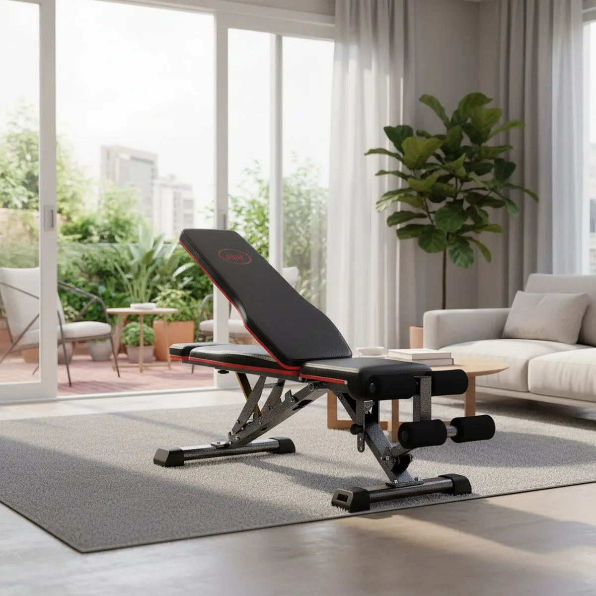 Foldable Adjustable Weight Bench for Home Gym, Max User 7ft, Padded Workout Seat