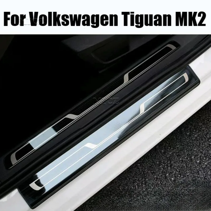 For Volkswagen Tiguan MK2 2016-2018 2019 2020 2021 2022 2023 Stainless Door Sill Protector Scuff Plate Welcome Pedals Trim Cover