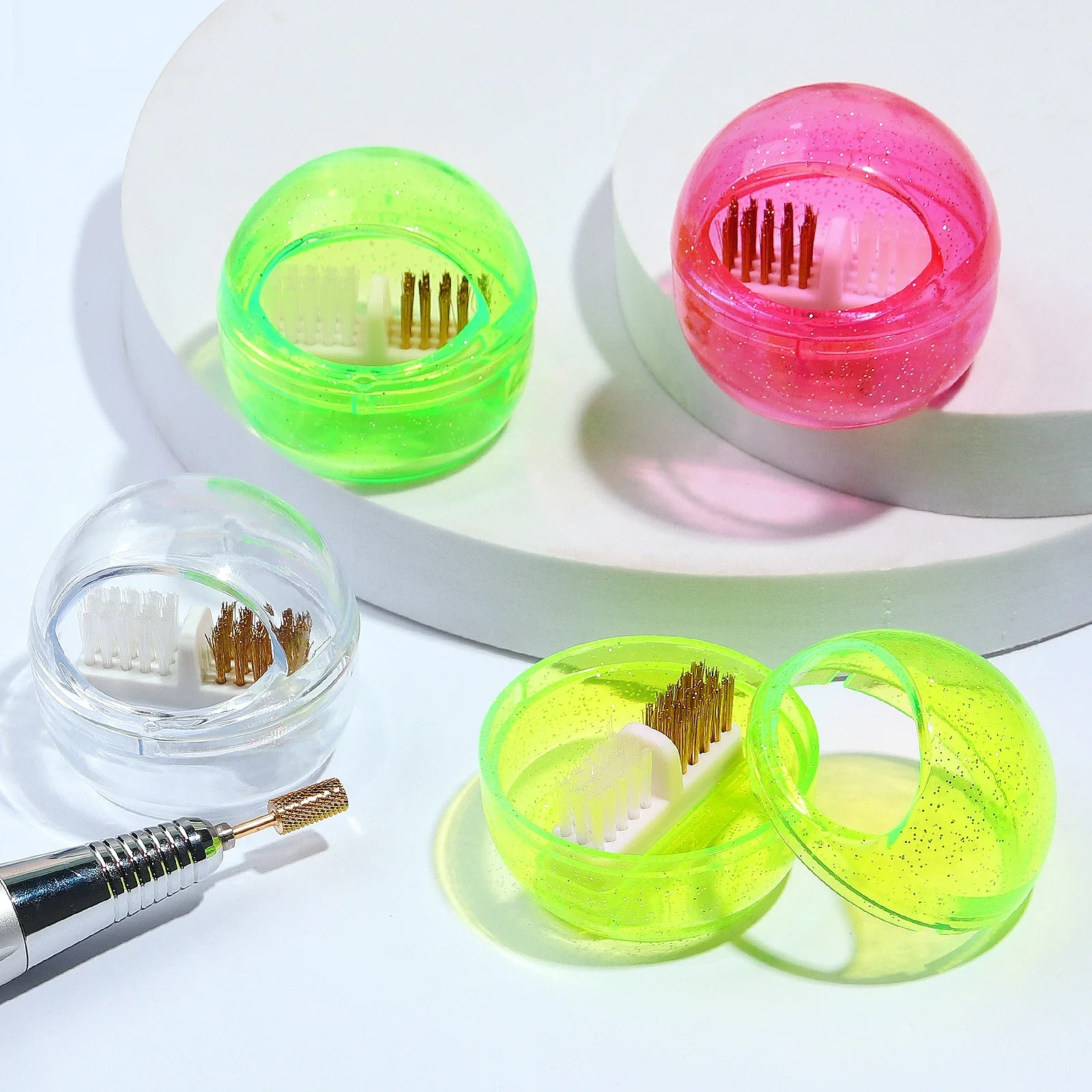 1pc fio de cobre macio e duro prego broca escova caixa de limpeza remover pó cabeça moagem arte do prego brocas cuidados ferramenta mais limpa