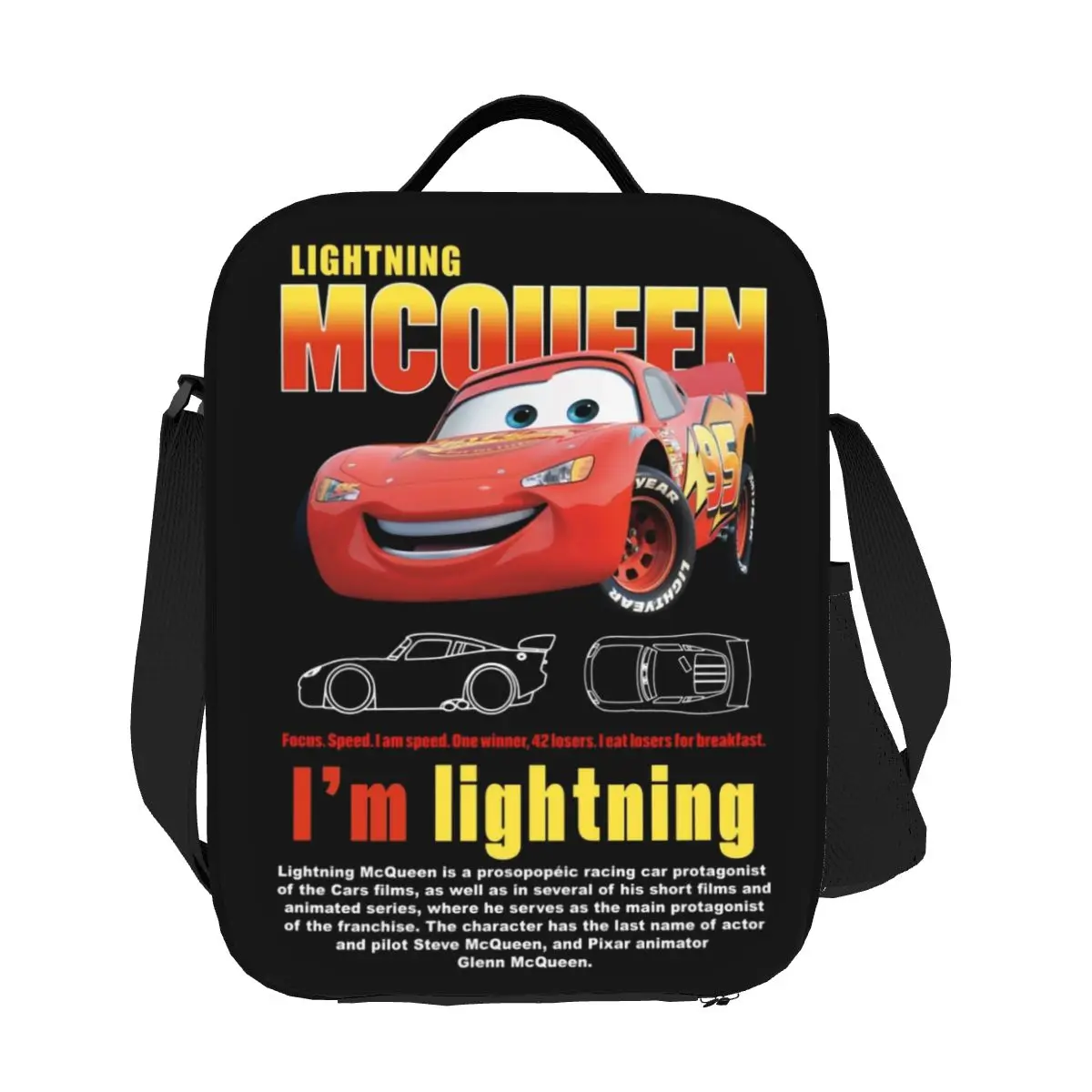 

Изолированная сумка-тоут для обеда на заказ с изображением молнии Mcqueen Cars для женщин, многоразовый термохолодильник, ланч-бокс для еды, детский школьный коврик