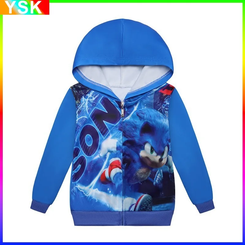 

New Arrival Thin Hooded Zipper Sonic 3D Printed Boys Jacket Cool Handsome Comfortable Casual